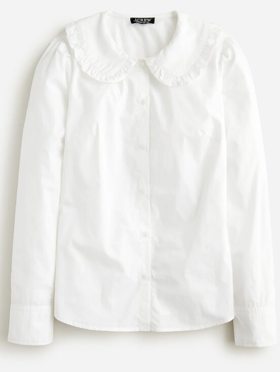 J. Crew Tops - J Crew Blouse Size 6 White Cotton Collar Long Sleeve Buttondown Classic Preppy